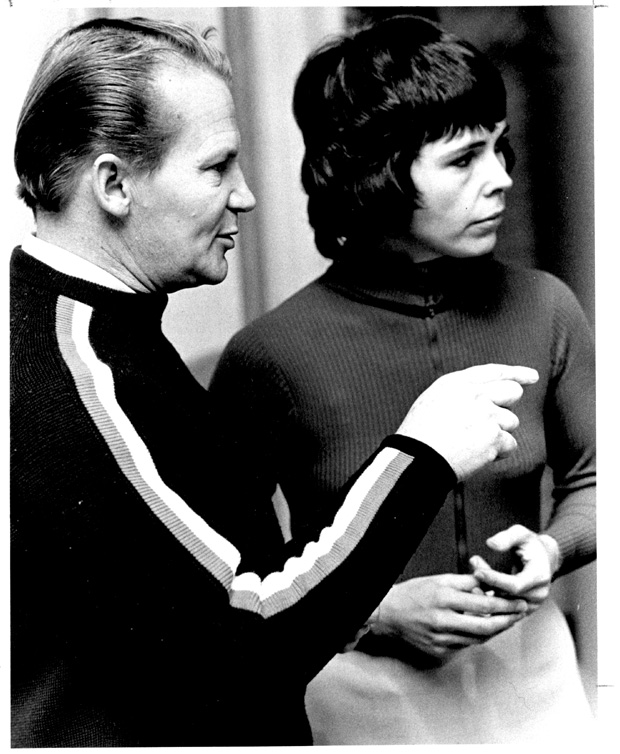 A black and white photograph from 1972 of Gert Nevendorff instructing Lore Lubosch.